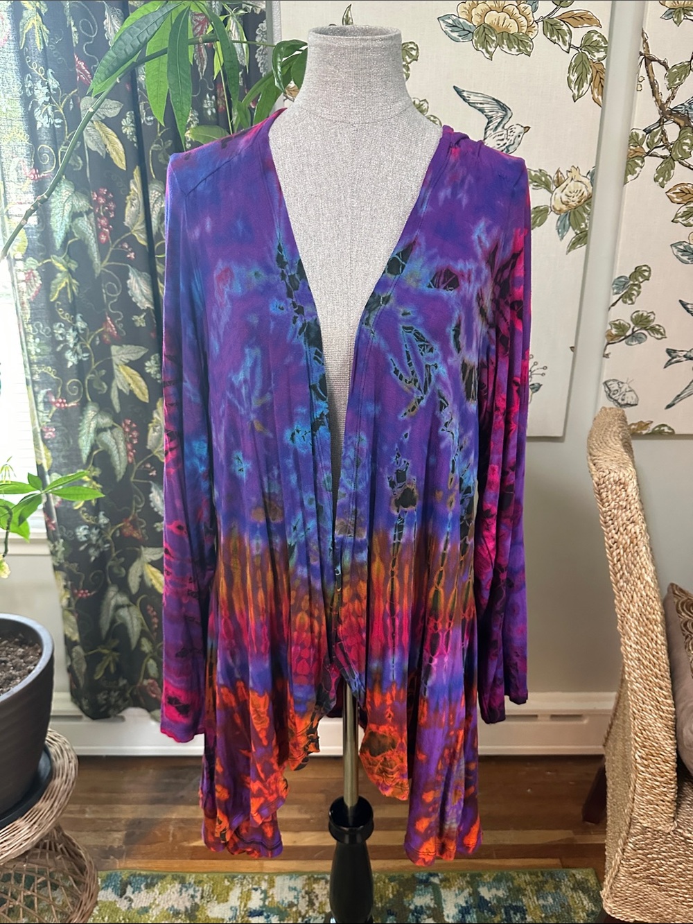 The Collection Royal Tie Dye Tunic Cardigan Open Front Duster